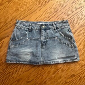 large mini denim skirt with shorts and pockets